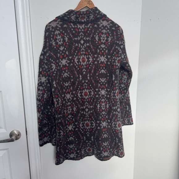 Free People Black South-West Aztec Geo Print Long Cozy Jacket Wool Alpaca S - Picture 4 of 5